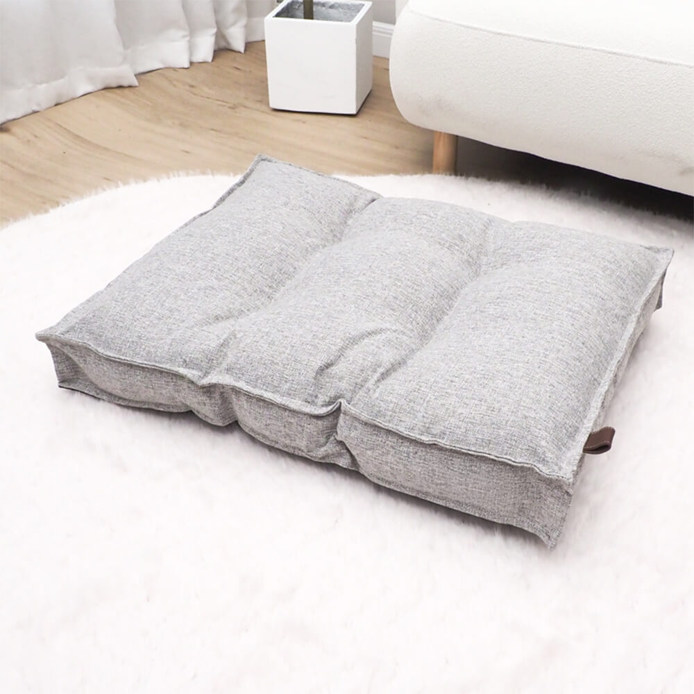 Rectangle Large Waterproof Washable Heavy-Duty Pillow Dog Bed, Light Gray - S