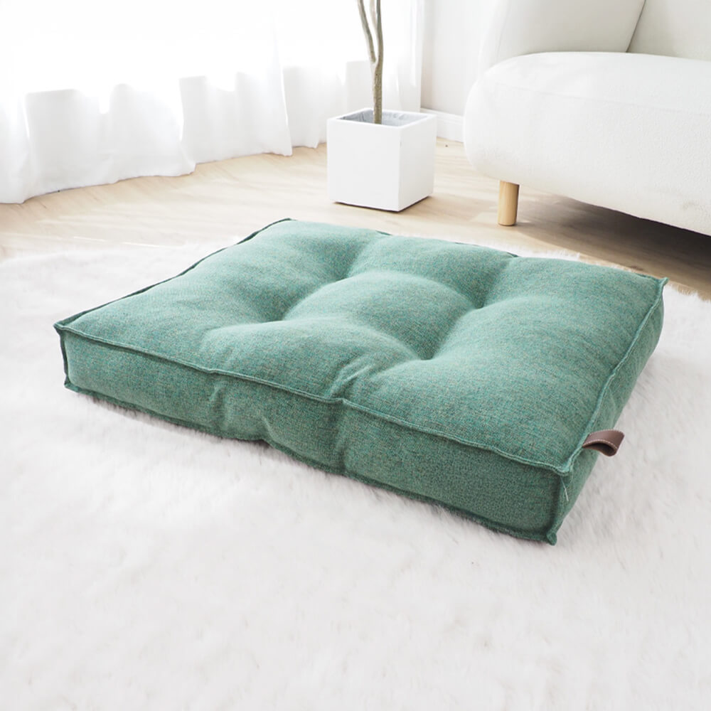 Rectangle Large Waterproof Washable Heavy-Duty Pillow Dog Bed, Green - S