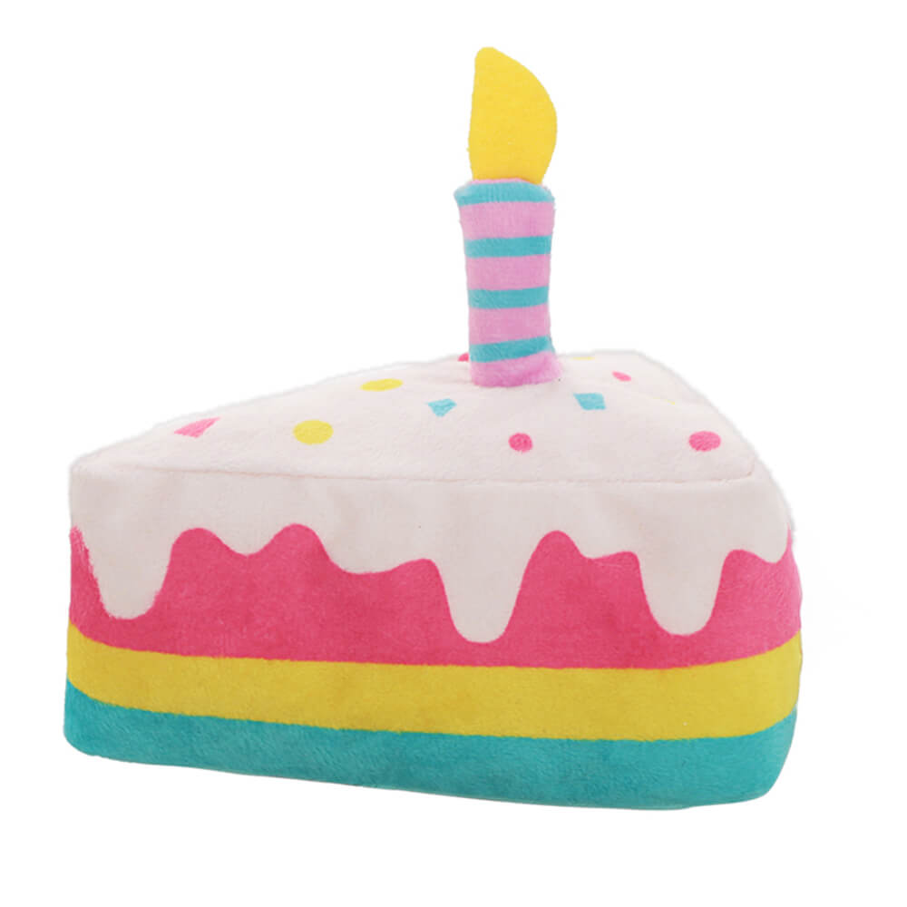 Plush Pizza Hot Dog Food Shaped Squeaky Chew Dog Toy, Cake