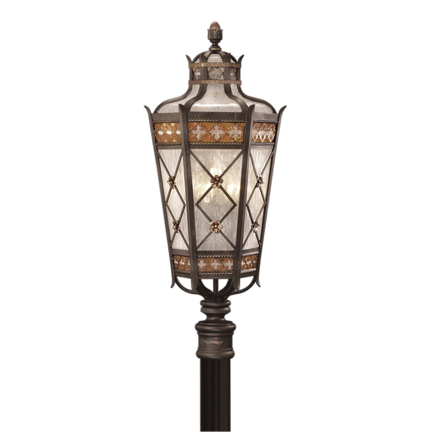 Fine Art Handcrafted Lighting Chateau 32 Inch Tall 5 Light Outdoor Post Lamp Chateau - 541680ST - Mediterranean