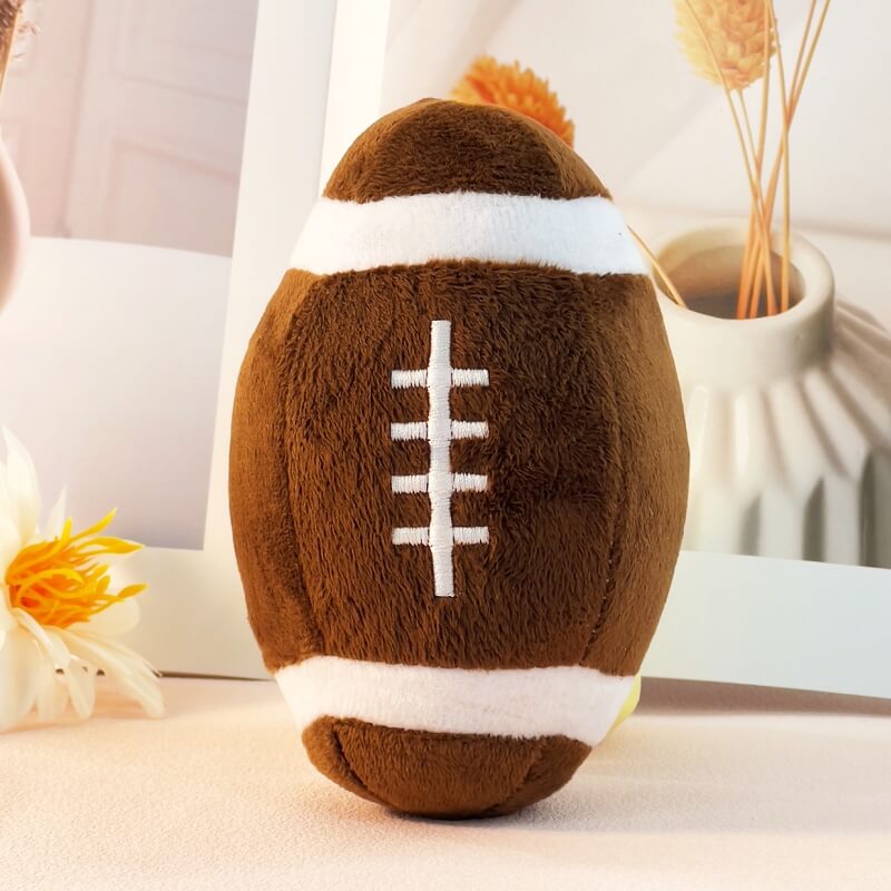 Football Plush Interactive Chew Toy Squeaky Dog Toy, Rugby