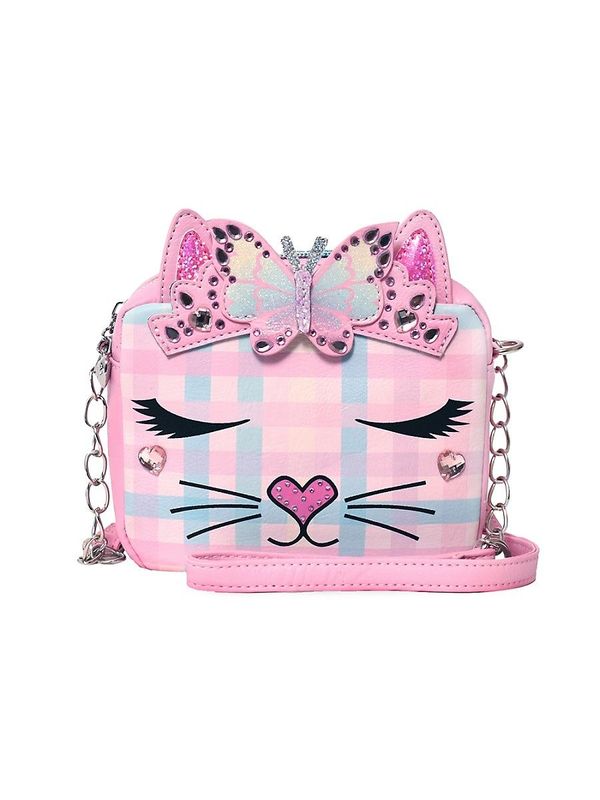 Girl's Bella Gingham Crown Crossbody Bag - Bubble Gum