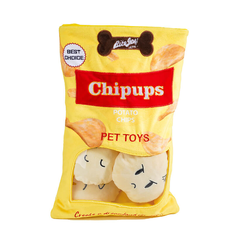 Fun Potato Chips Burger Squeaky Dog Chew Toy, Potato Chips