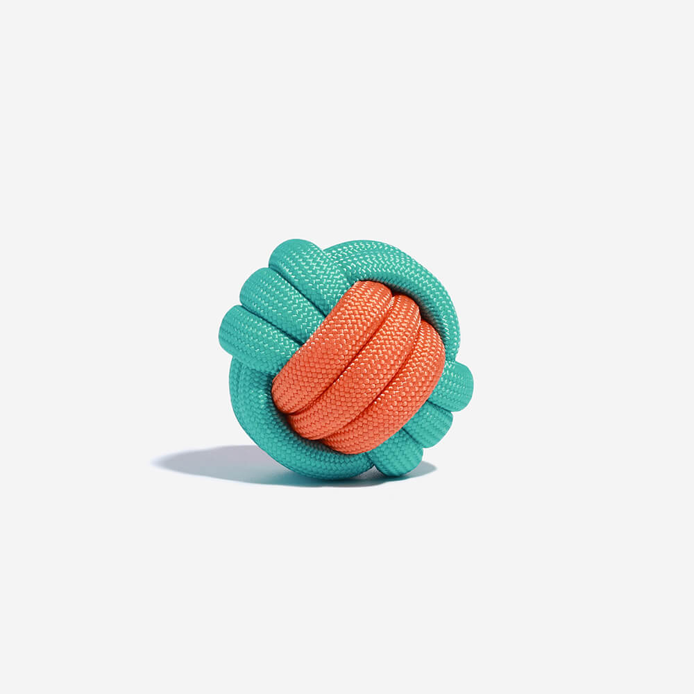 Knots Ball Throwing Dog Toy - Color Clash, Orange + Green