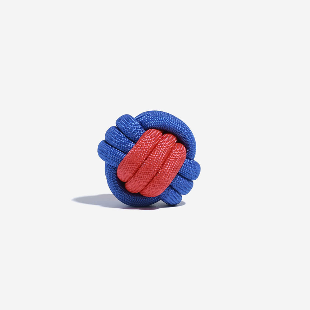Knots Ball Throwing Dog Toy - Color Clash, Red + Blue
