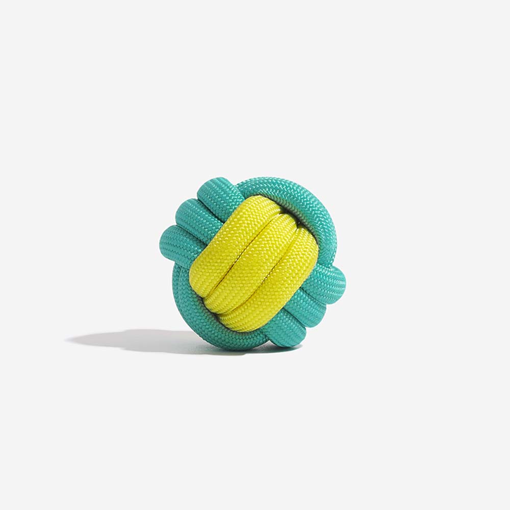 Knots Ball Throwing Dog Toy - Color Clash, Yellow + Green