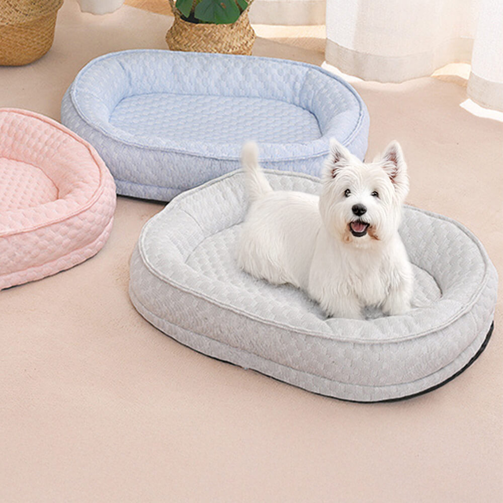 Cooling Comfort Elevated Donut Oval Dog Bed, Gray - S