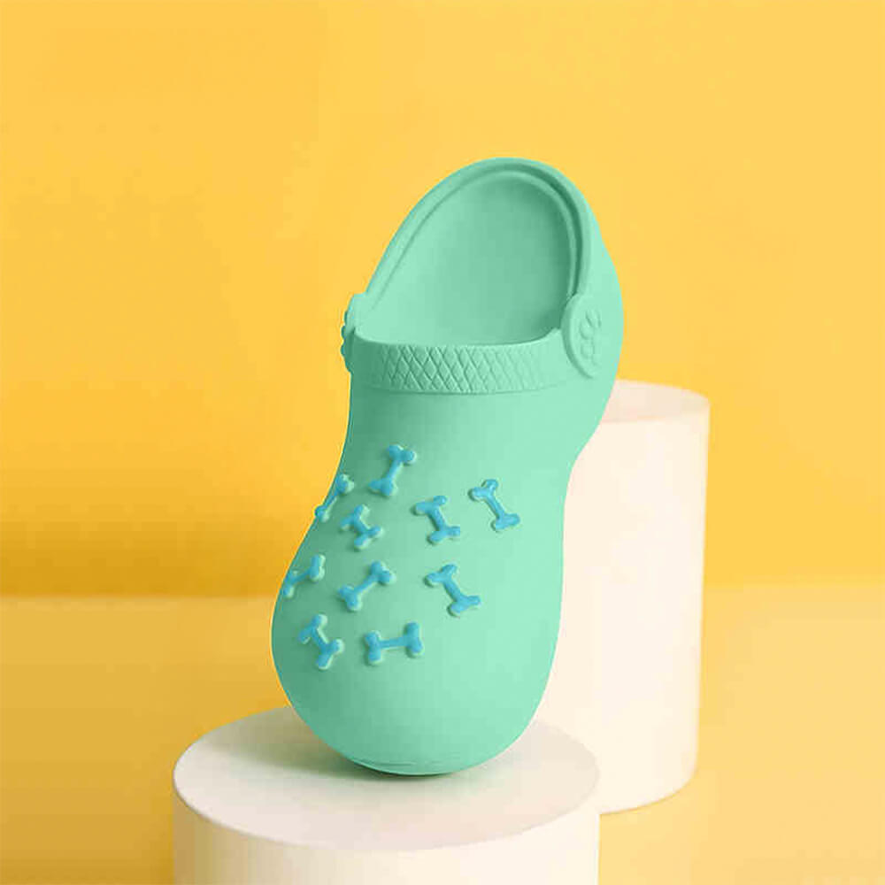 Latex Slipper Squeaker Interactive Durable Teeth Cleaning  Dog Toy, Cyan