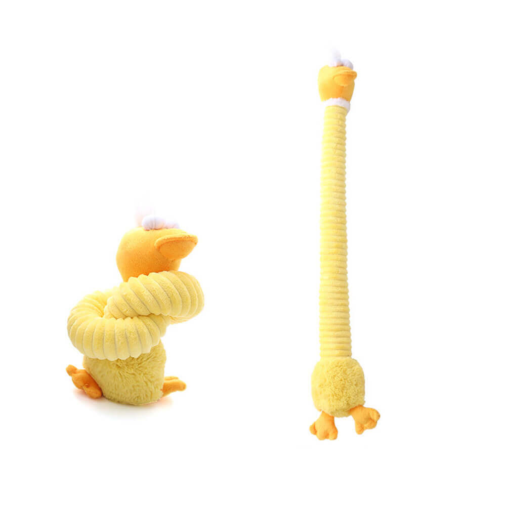 Long Neck Animal Squeaky Plush Dog Toy Interactive Chew Toy, Duck