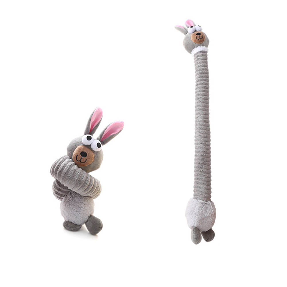 Long Neck Animal Squeaky Plush Dog Toy Interactive Chew Toy, Rabbit