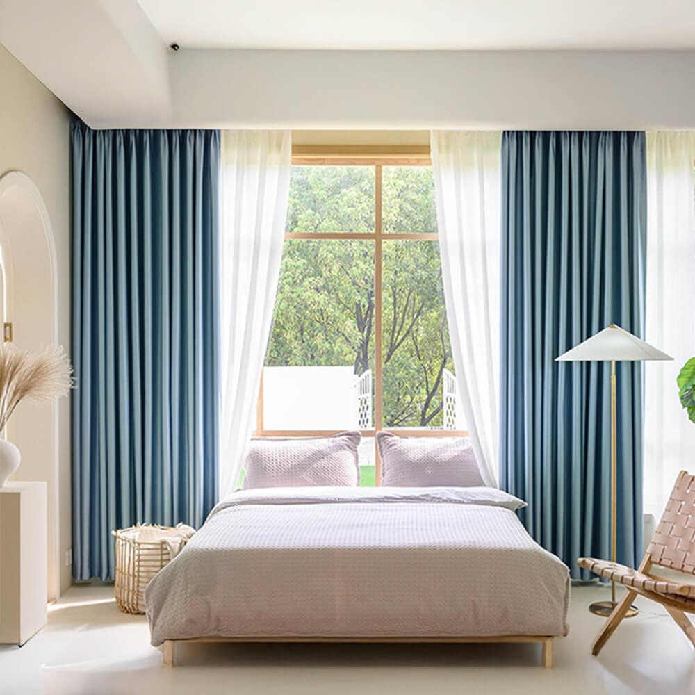 Modern Luxury Satin Thick Soundproof Blackout Curtains, Light Blue - 54"W x 98"L - Individual