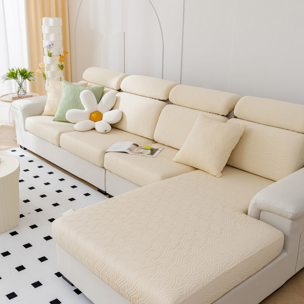 Modern Cooling Waterproof Antifouling Stretch Magic Couch Cover, Beige - Seat Cover-L(1 pc)