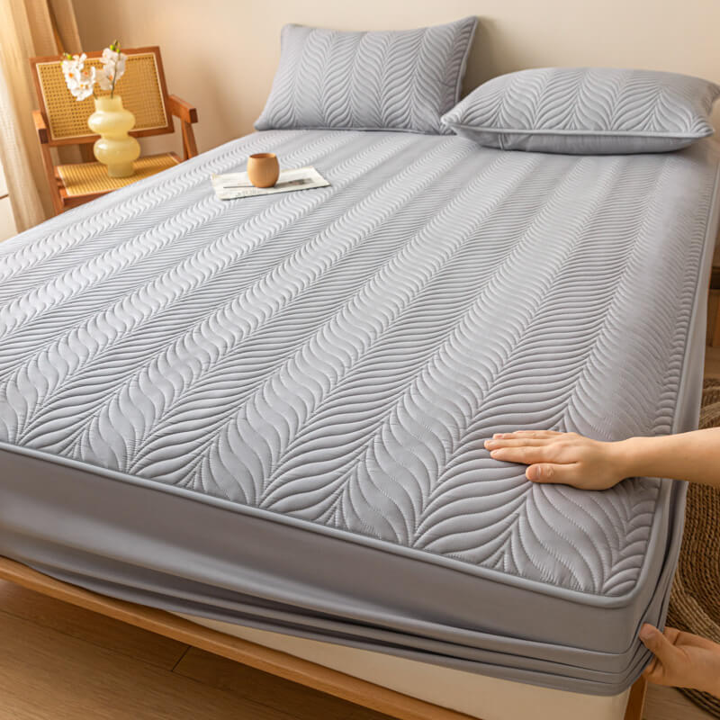 Pet-Friendly Waterproof Quilted Fitted Sheet Mattress Cover, Gray - Pillowcase(2pcs)