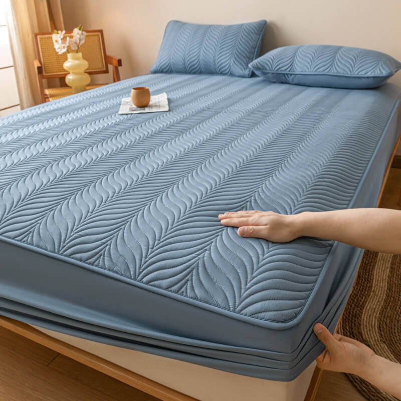 Pet-Friendly Waterproof Quilted Fitted Sheet Mattress Cover, Blue - Pillowcase(2pcs)