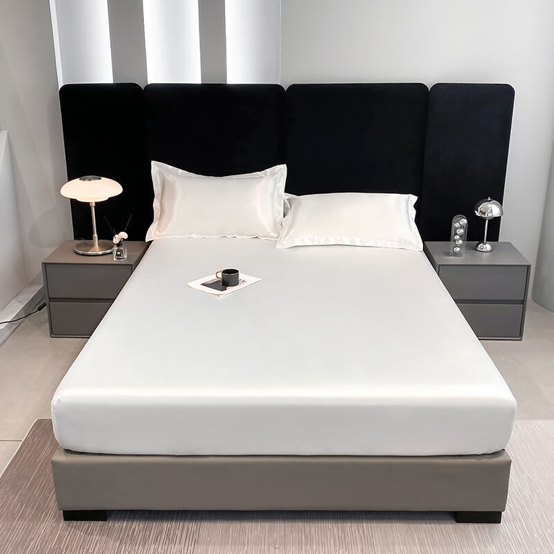 Pet-Friendly & Fur-Resistant Waterproof Satin Fitted Sheet Mattress Protector, White - Pillowcase(2 pcs)