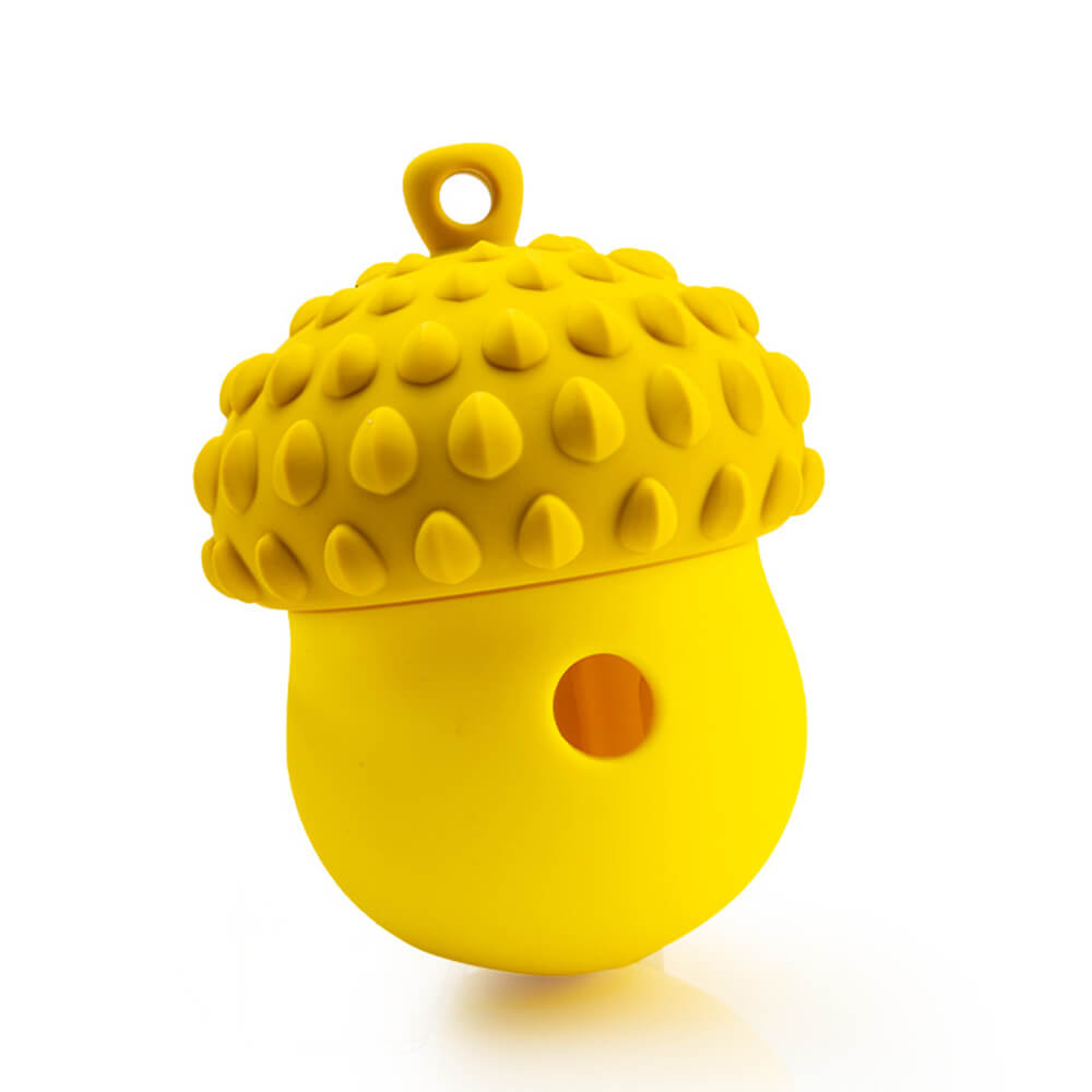 Pinecone Shape Interactive Leaking Food Ball Slow Feeder Dog Toy, Yellow