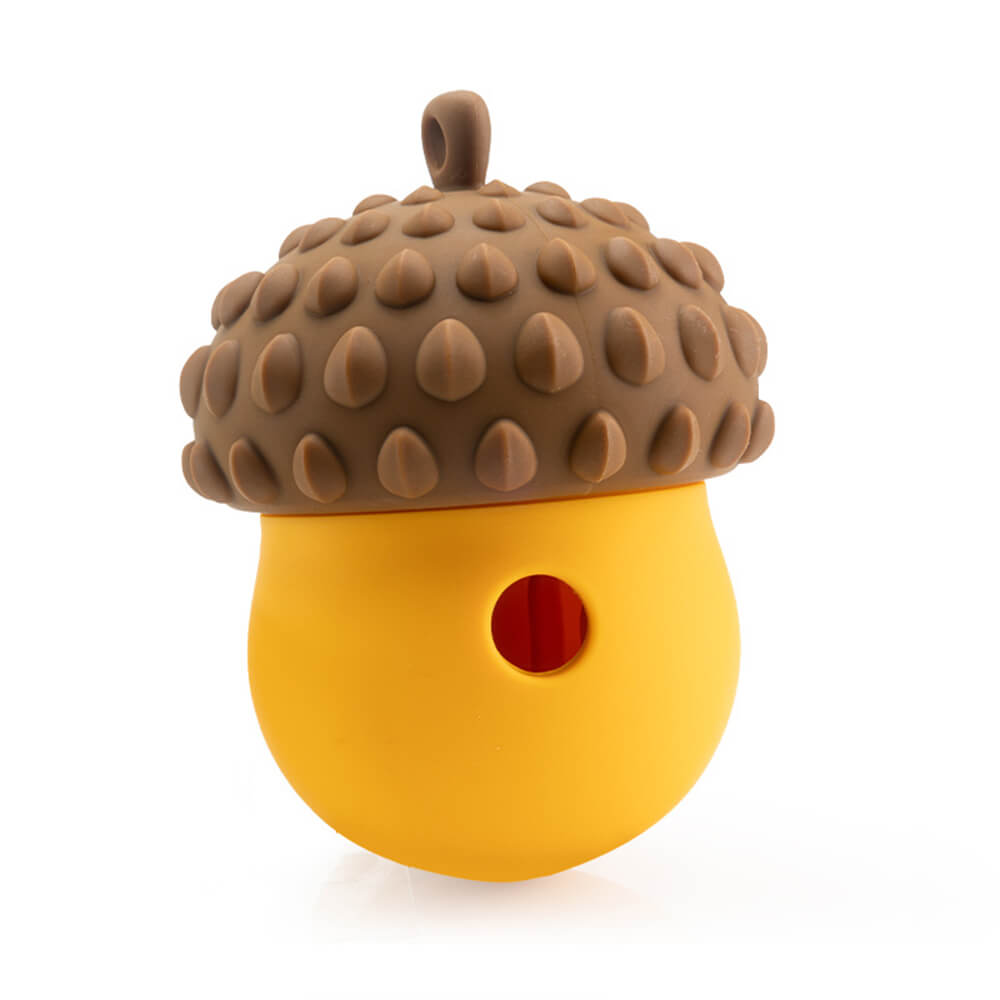 Pinecone Shape Interactive Leaking Food Ball Slow Feeder Dog Toy, Brown