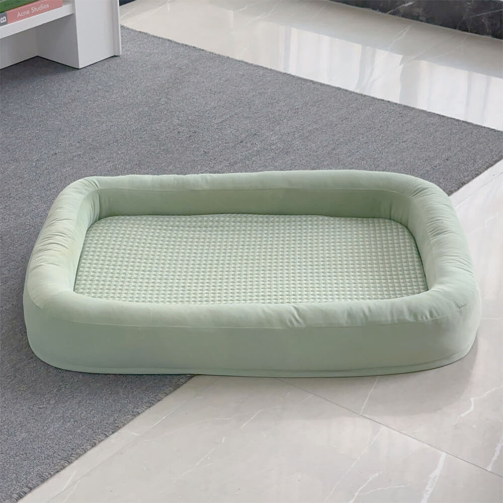 Soft Cooling Reversible Washable All-Season Oval Dog Bed, Green - M