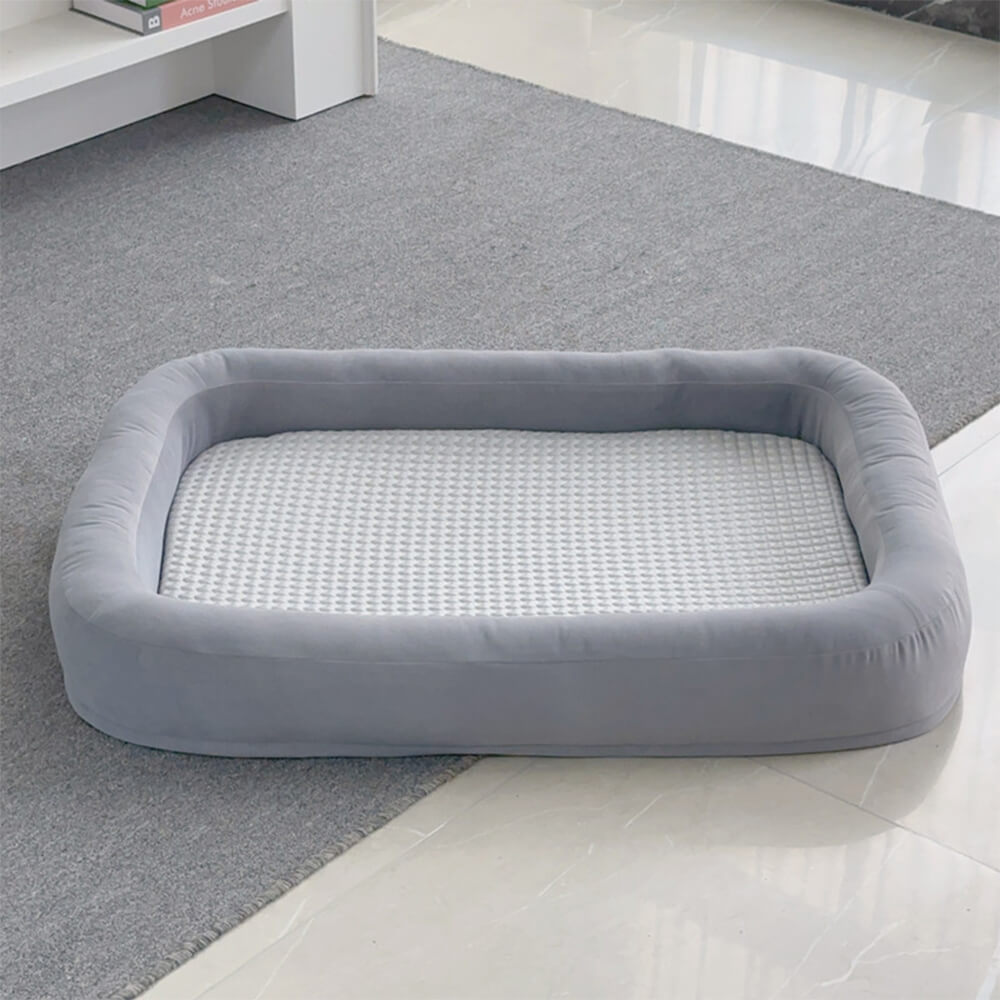 Soft Cooling Reversible Washable All-Season Oval Dog Bed, Gray - L
