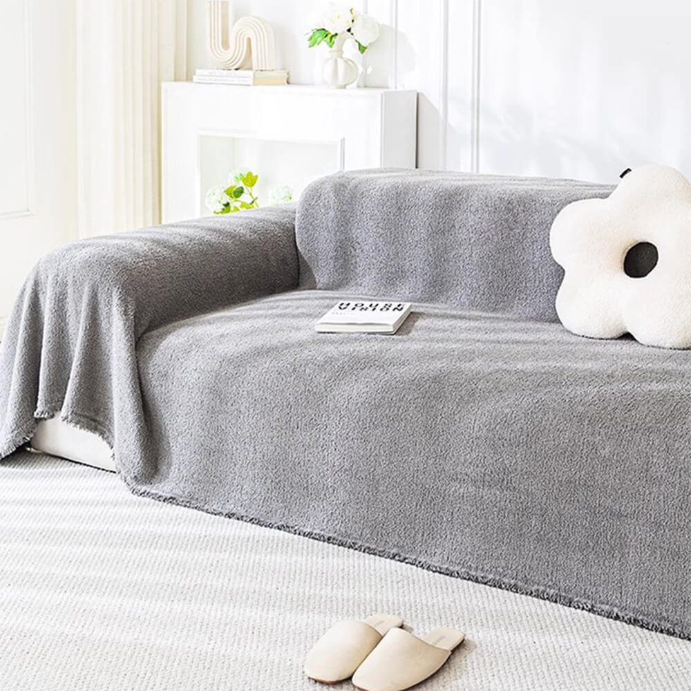 Soft Plush Water-resistant Multi-Purpose Furniture Protection Couch Cover, Grey - 70.87*70.87 in