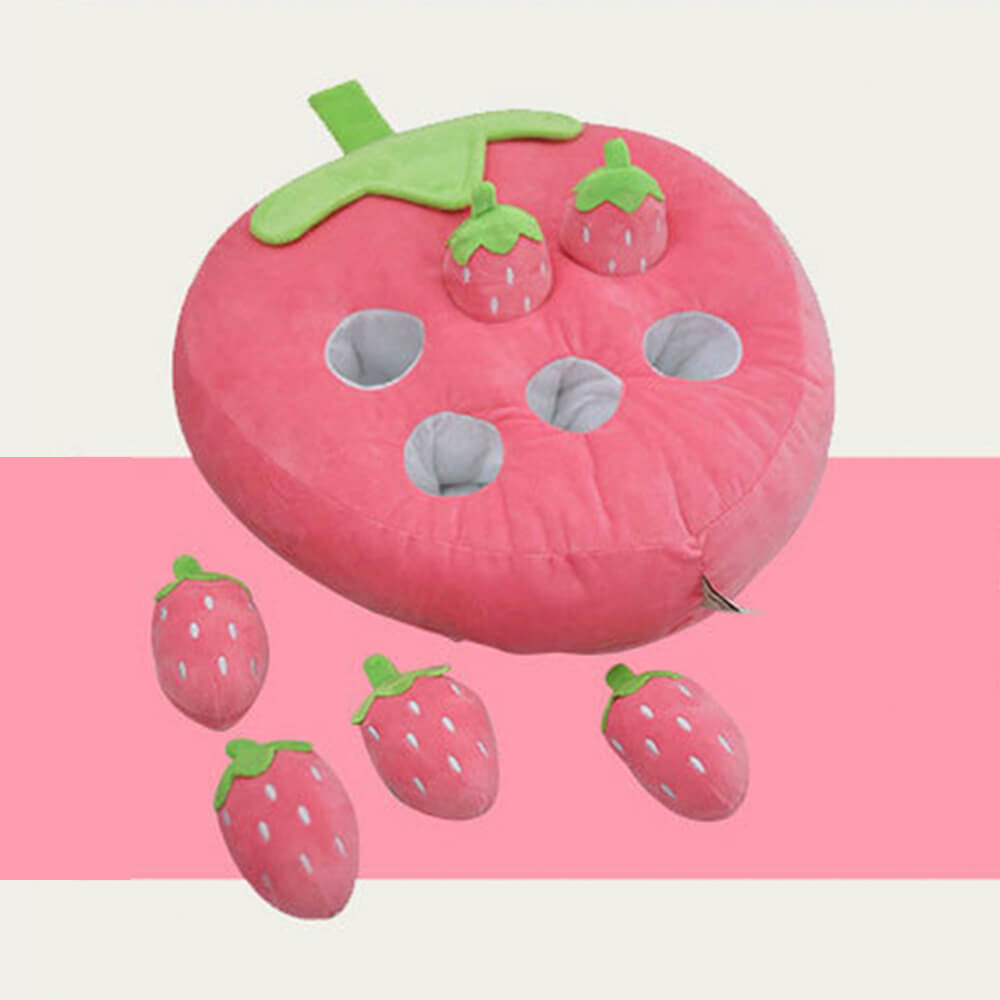 Squeaky Carrots Enrichment Interactive Toy Dog Snuffle Toy, Strawberry
