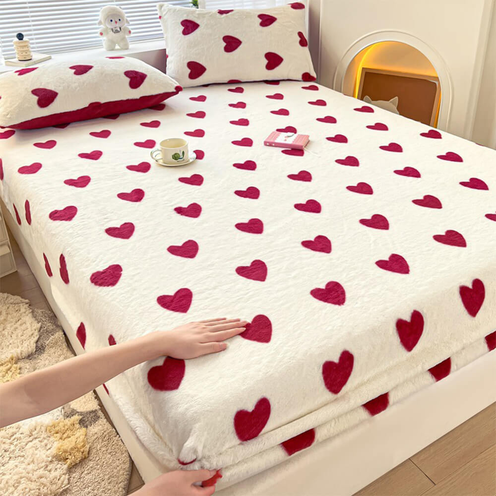 Static-Free Creamy Stretchable Fitted Sheet Mattress Cover, Pink - Pillowcase（2 Pcs）