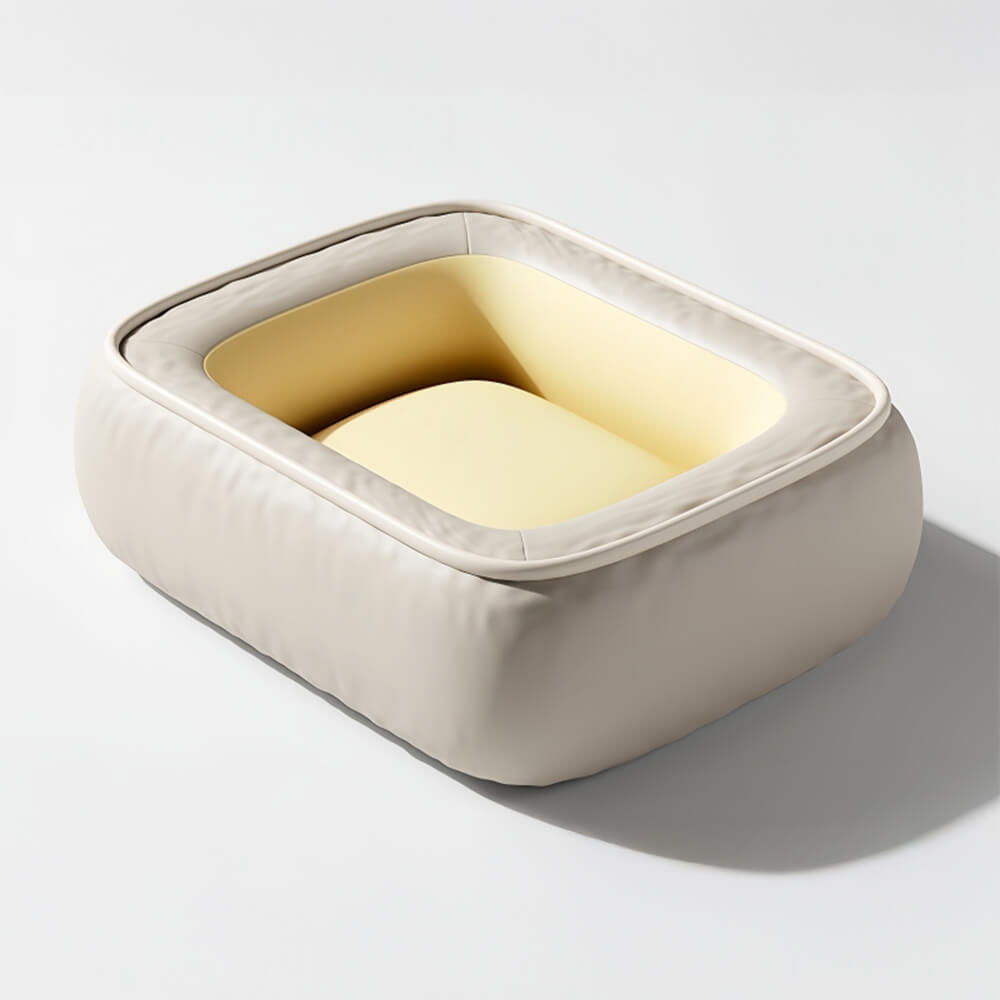 Waterproof Non-stick PU Leather Scratch-resistant Full Support Dog Bed, Khaki - L