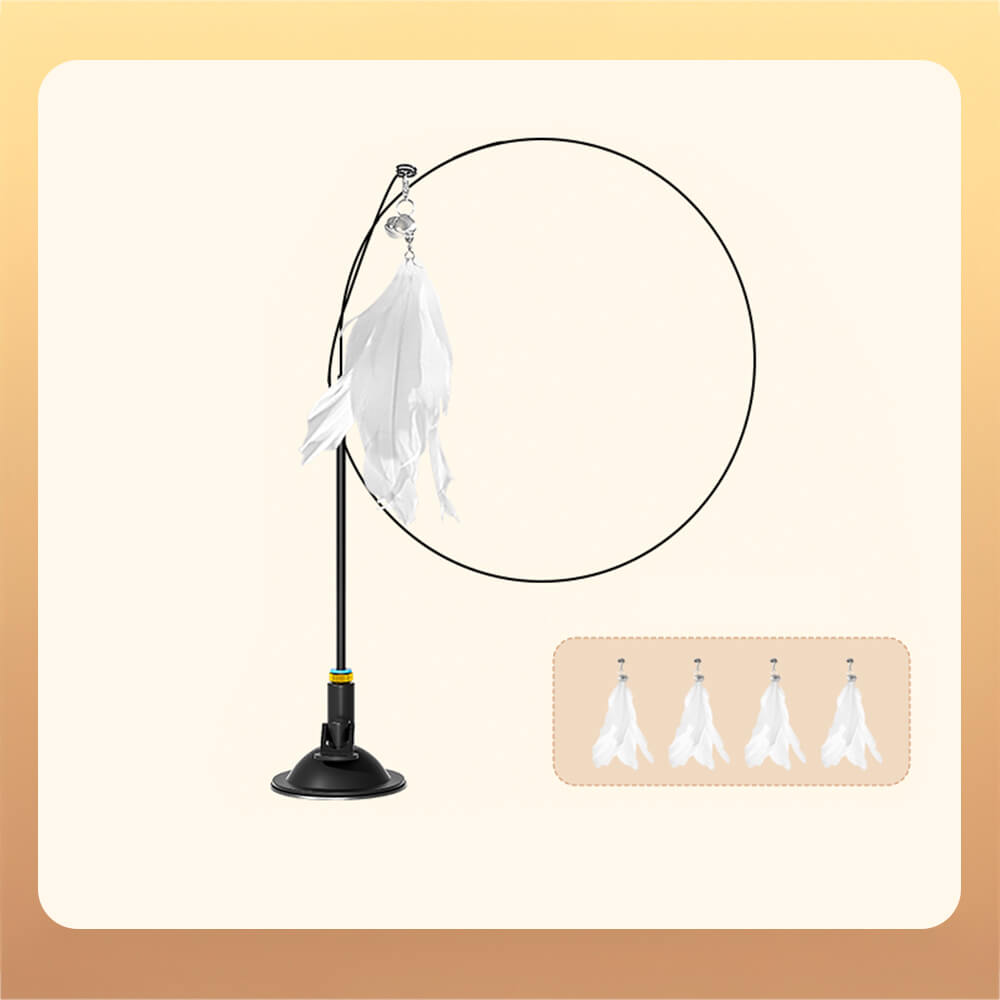 Suction Cup Interactive Feather Teaser Cat Toy, White