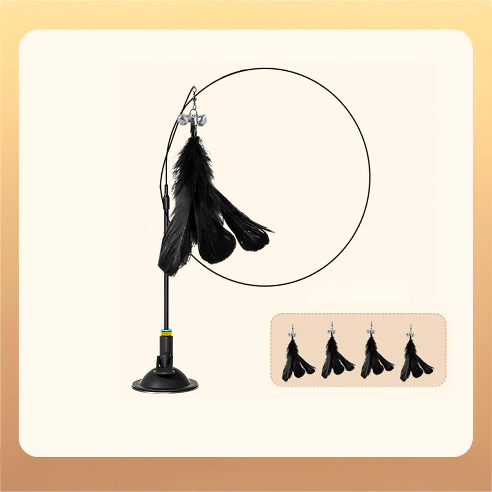 Suction Cup Interactive Feather Teaser Cat Toy, Black
