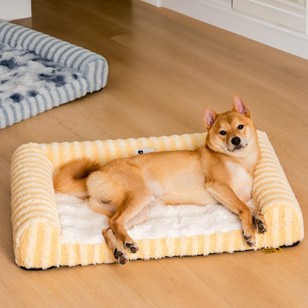 Deluxe Fluffy Full Support Anxiety Relieving Large Dog Bed, Yellow - XL