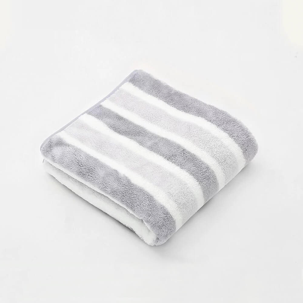 Striped Absorbent Drying Thickened Soft Dog & Cat Bath Towel, Grey - L