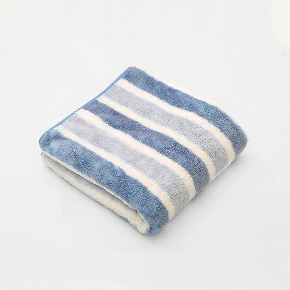 Striped Absorbent Drying Thickened Soft Dog & Cat Bath Towel, Blue - M
