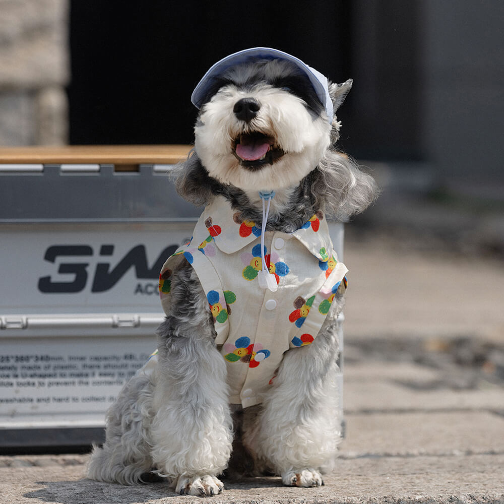 Stylish Printed Cotton Button-Up Dog Shirts, Shirt - L