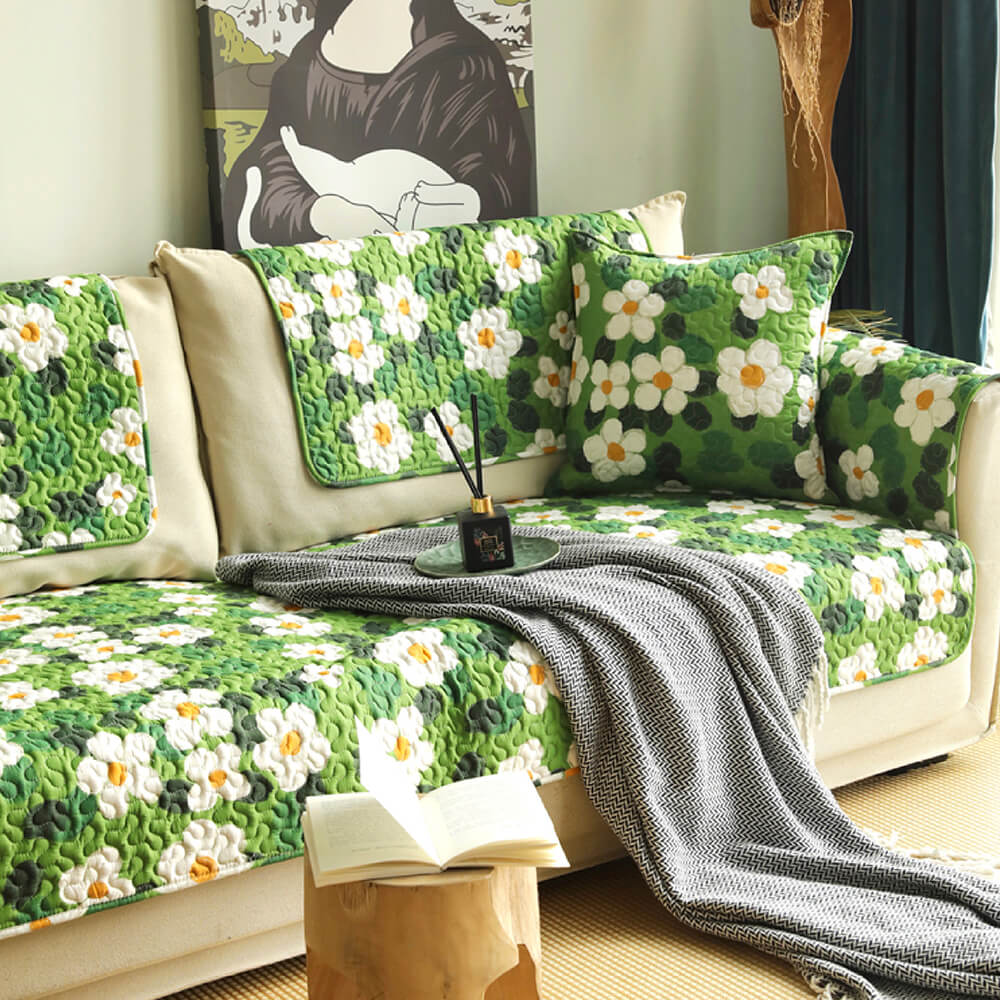Super Soft Floral Anti-scratch Furniture Protector Couch Cover, Daisy - 35.43*35.43 In(1 pc)