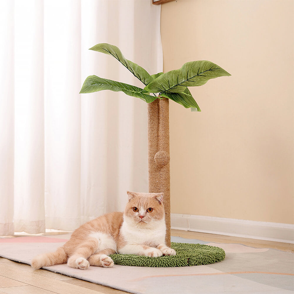 Tropical Rainforest-Inspired Realistic Coconut Tree Cat Scratching Post, Single Canna
