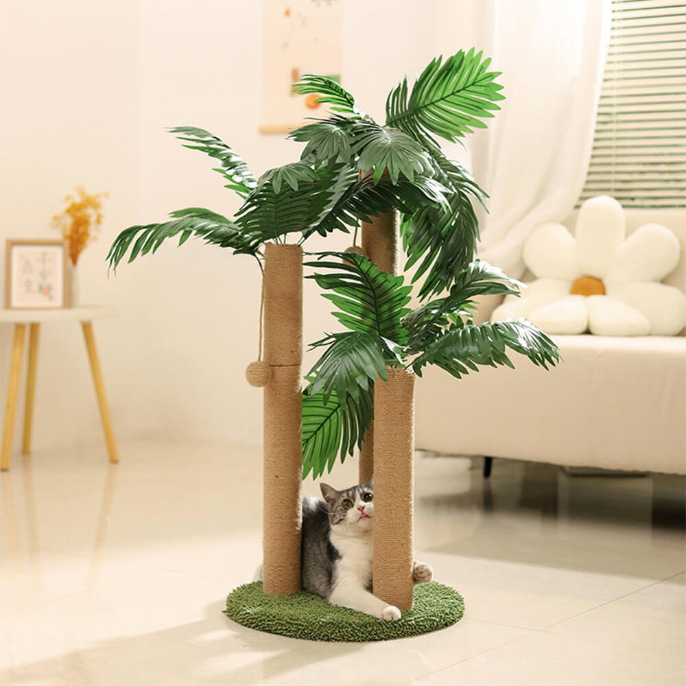 Tropical Rainforest-Inspired Realistic Coconut Tree Cat Scratching Post, Areca Palm