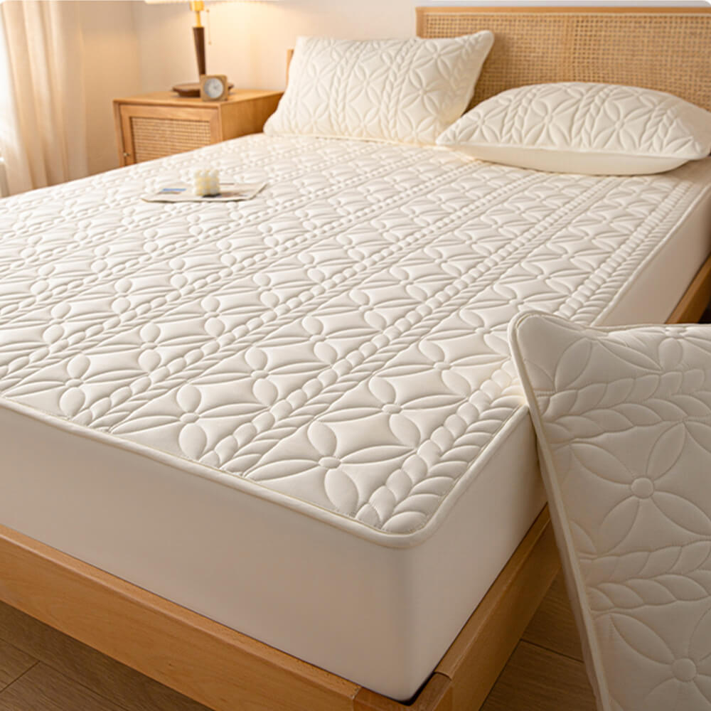 Woven Quilted Waterproof Antibacterial Quilted Sheet Mattress Cover, White - Pillowcase(2 pcs)