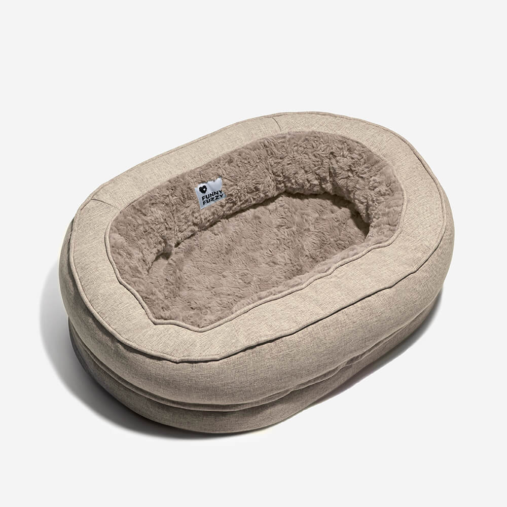 Donut Orthopedic Dog Bed, Fuzzy Brown - L