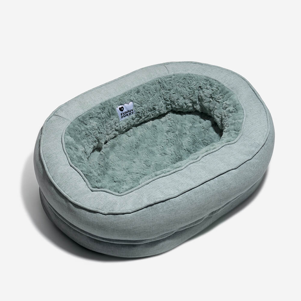 Donut Orthopedic Dog Bed, Fuzzy Green - M