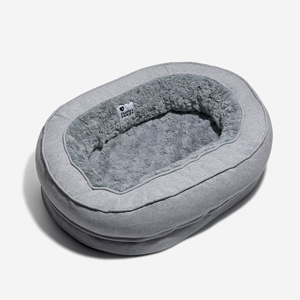 Donut Orthopedic Dog Bed, Fuzzy Grey - M