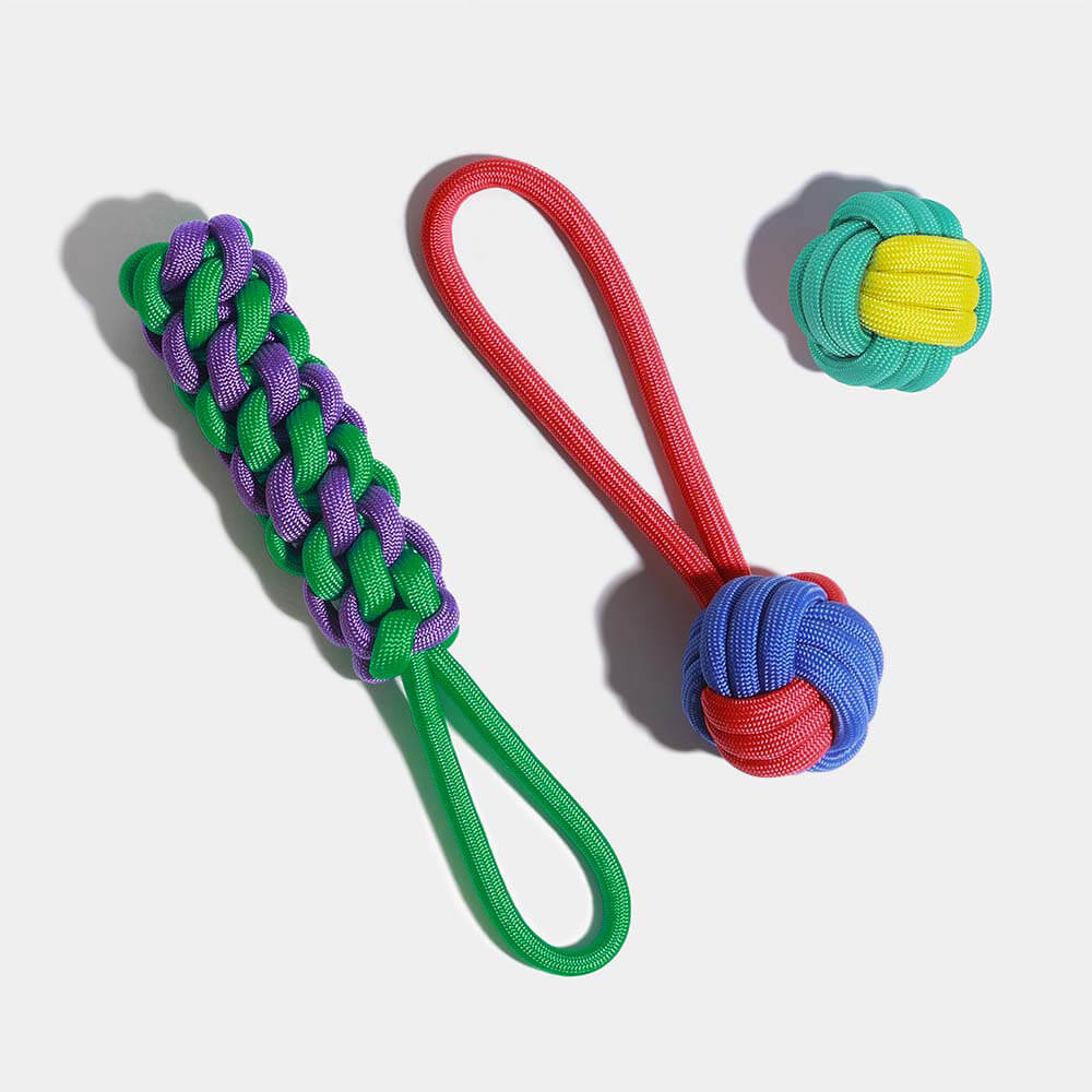 Knots Rope Dog Toy Set - Color Clash, C