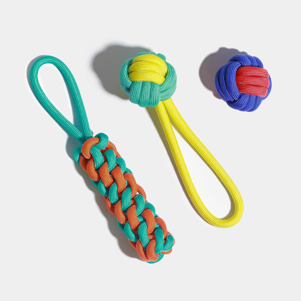 Knots Rope Dog Toy Set - Color Clash, D