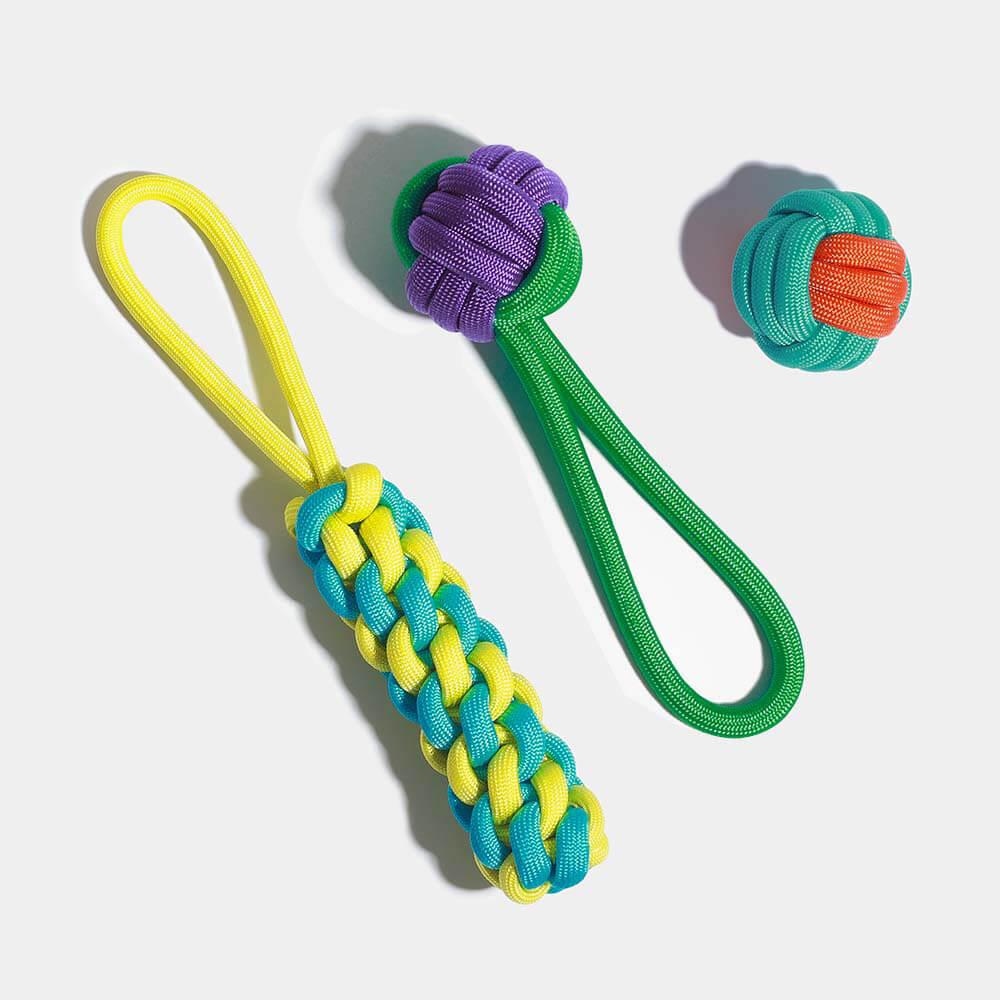 Knots Rope Dog Toy Set - Color Clash, B