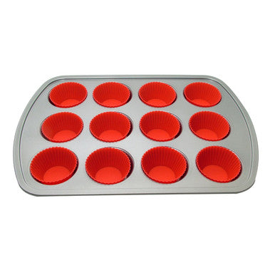 Le Chef™ 12-Cup Muffin Bakeware Set with Silicone Cup Liners