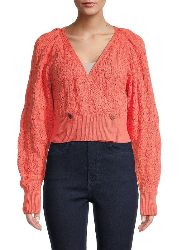 Olive You Cable Wrap Cardigan In Lipgloss - XS