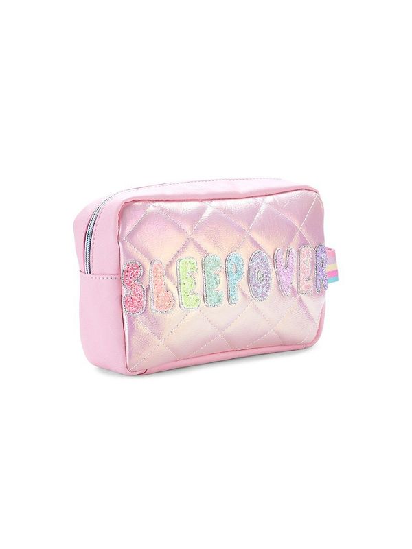 Girl's Diamond Quilted Embellished Pouch - Bubble Gum