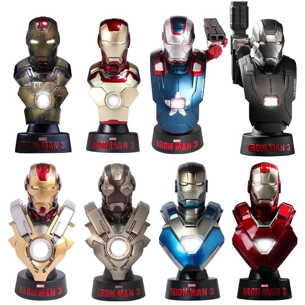 Iron Man 3 Hot Toys 4.5" Deluxe Mini Bust Set of 8