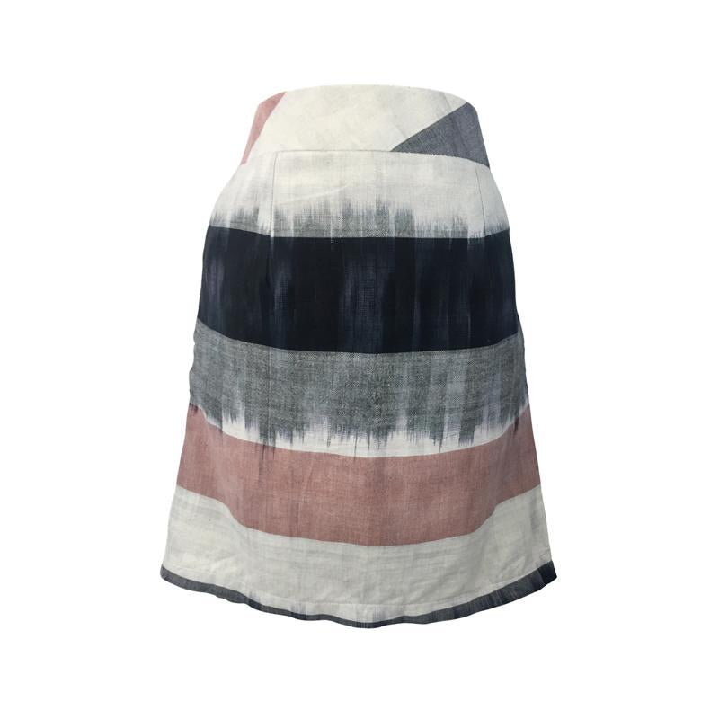 Handwoven Stripe Pencil Skirt - Brown - M