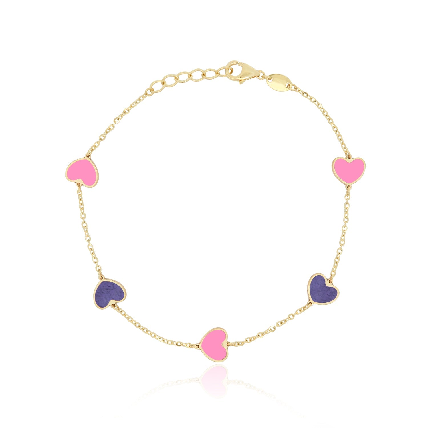 Bubblegum Pink and Amethyst Heart Station Bracelet