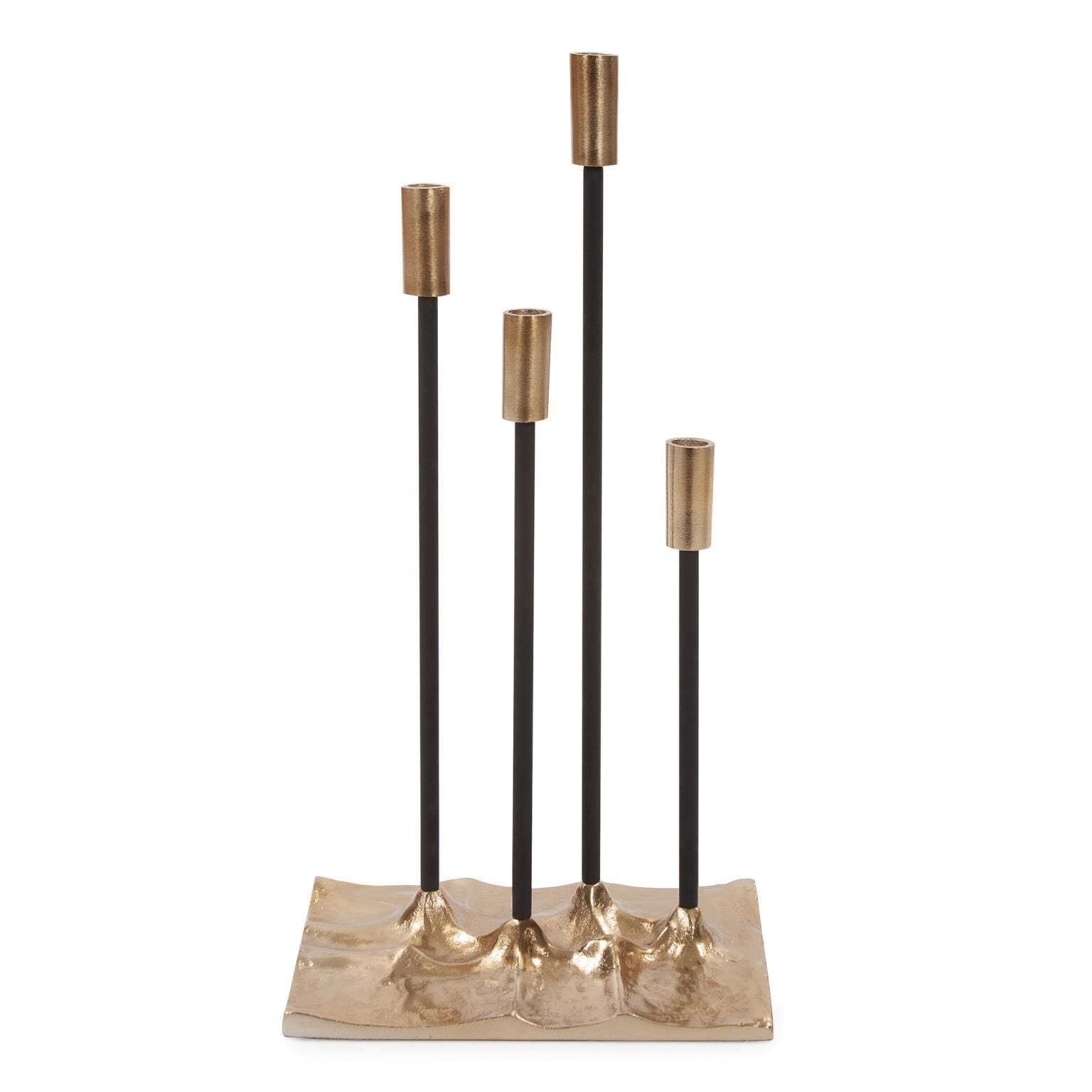 Howard Elliott Collection Modern Gold Aluminum Candelabra Candle Holder - 41049 - Modern Contemporary